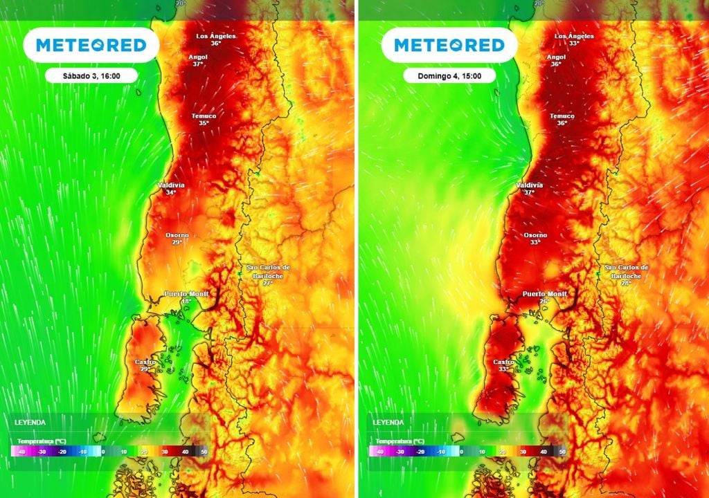 mapa de temperatura (sábado 03 y domingo 04)
