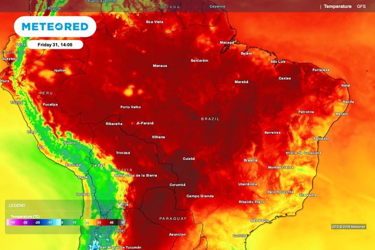 Calor intenso de at&eacute; 40&deg;C e baixa umidade deixam em alerta de &ldquo;Perigo&rdquo; 13 estados