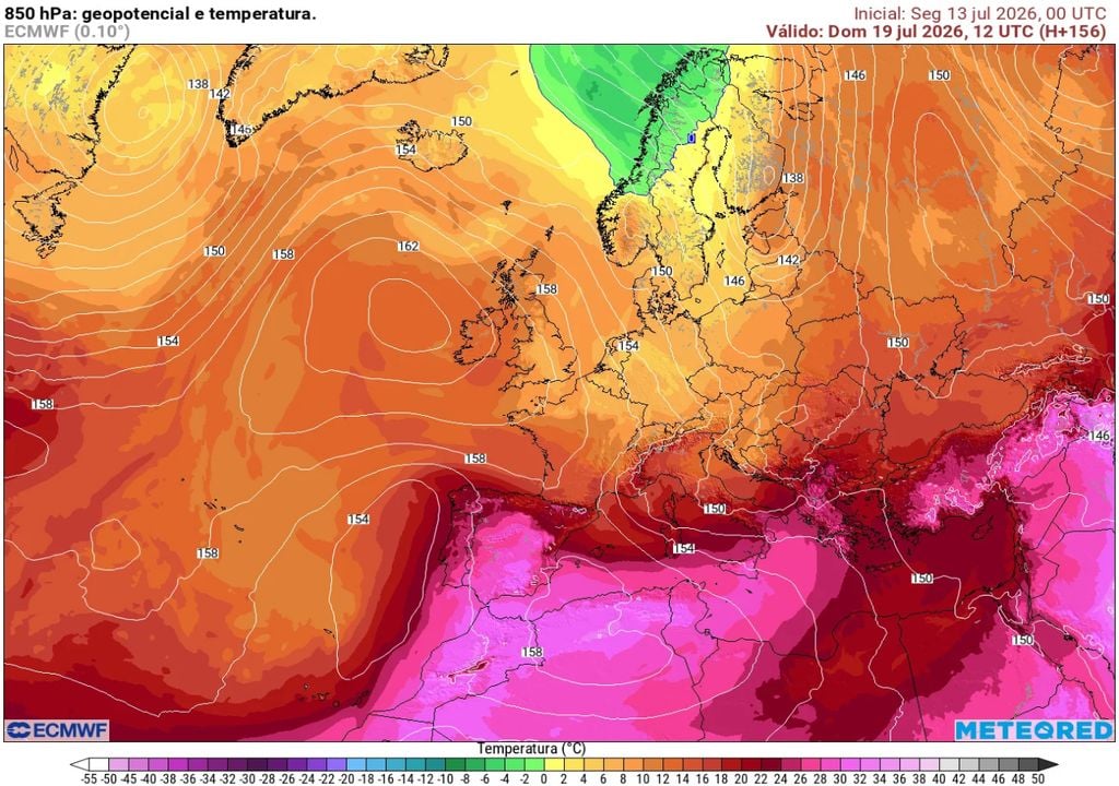A expansão de uma crista anticiclónica desde o Norte de África favorecerá a entrada de uma massa de ar muito quente sobre a Península Ibérica, criando as condições para uma subida gradual das temperaturas em Portugal continental a partir de 19 de julho.