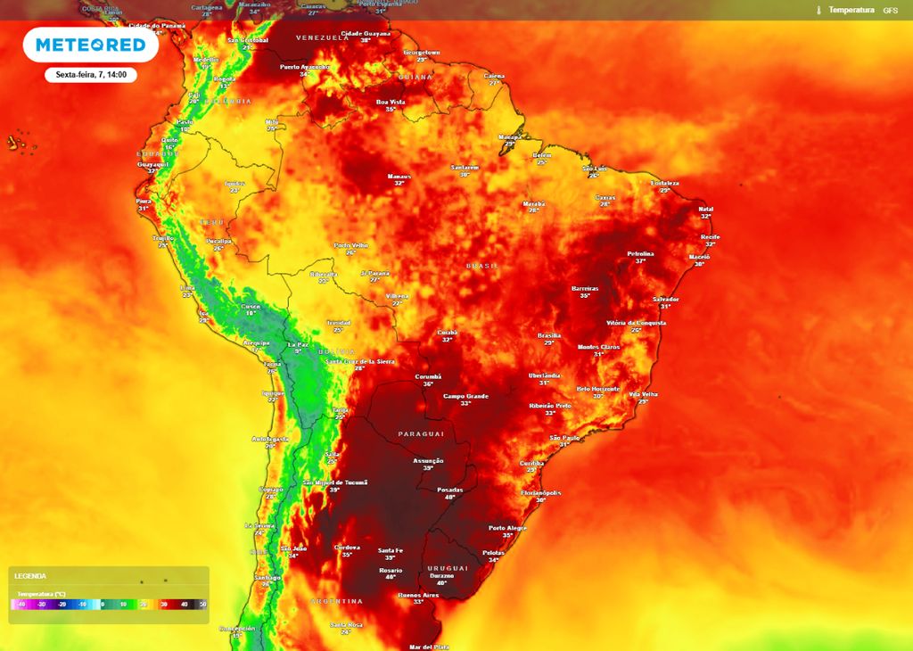 Previsão de temperatura máxima para a tarde de sexta-feira (07).
