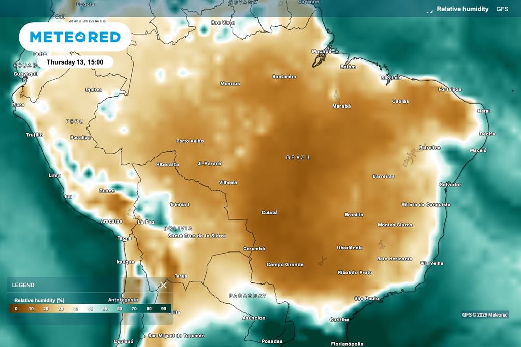 Umidade, baixa, DF, calor Previsão de baixa umidade na tarde de quinta-feira, 13 de agosto.