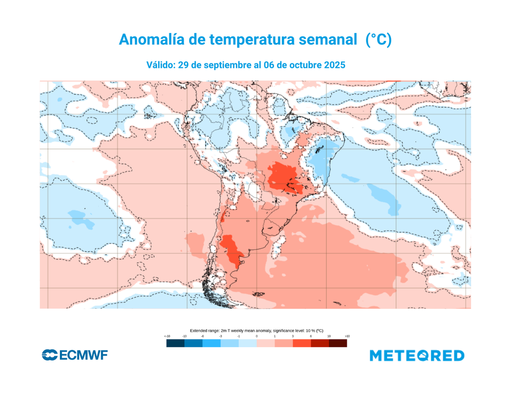 mapa de anomalía de temperatura ECMWF.