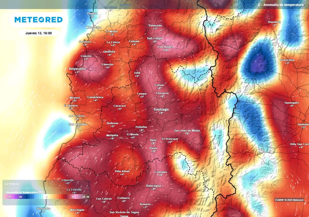 mapa de anomalía de temperatura