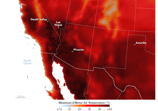 El calor abrasa el suroeste de los EE.UU. continentales con temperaturas de hasta 50 ºC por un domo térmico