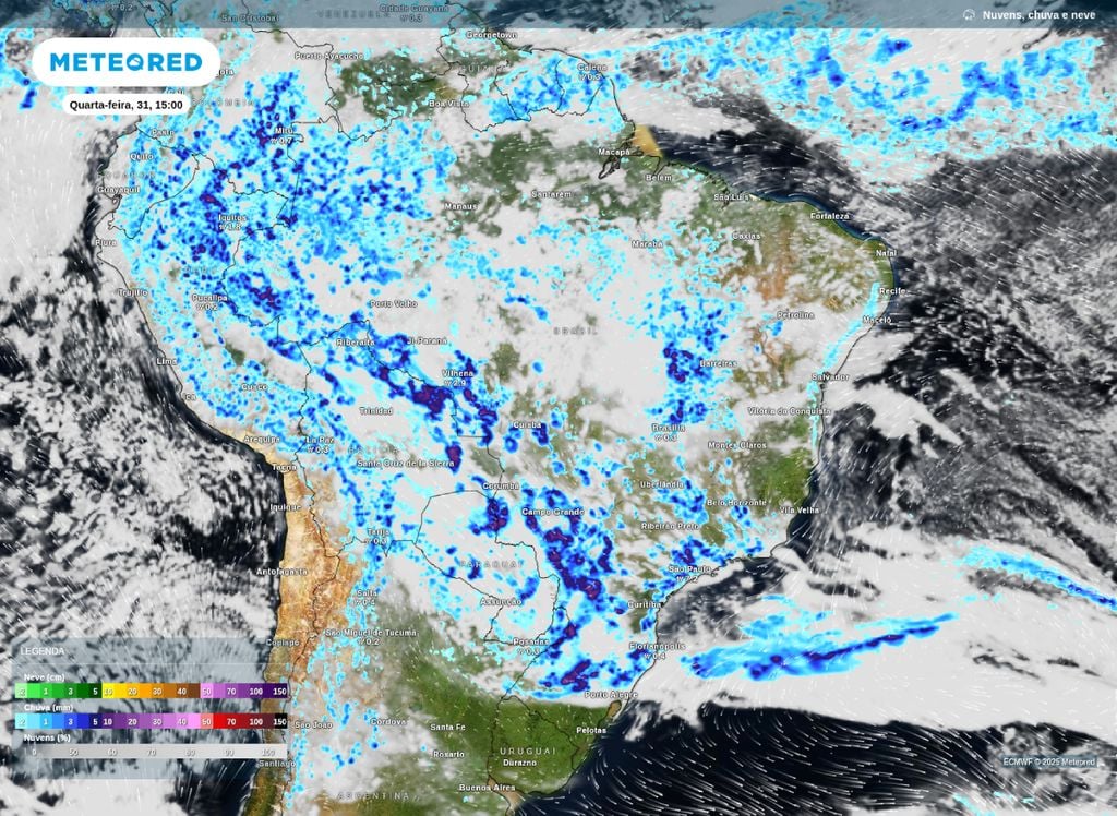 Chuva prevista para a tarde desta quarta-feira (31). Chuva prevista para a tarde desta quarta-feira (31).