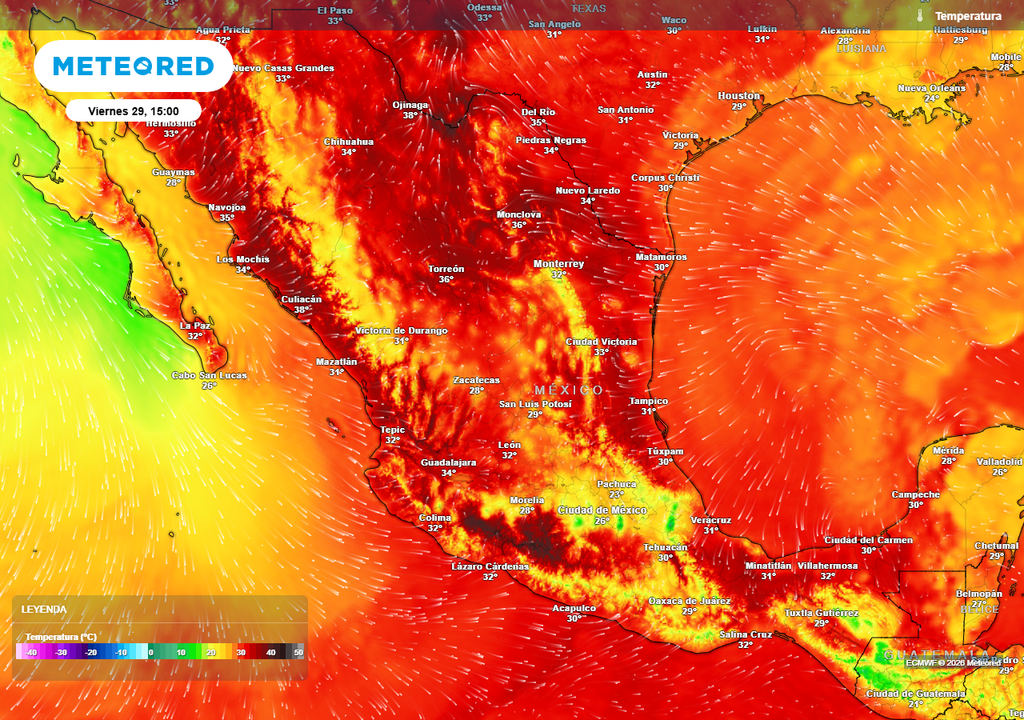 Pronóstico de temperaturas en grados Celsius Calor típico de mayo se mantendrá en prácticamente todo el país con 25-35 °C en promedio, superando el rango en estados costeros donde le bochorno sería intenso.