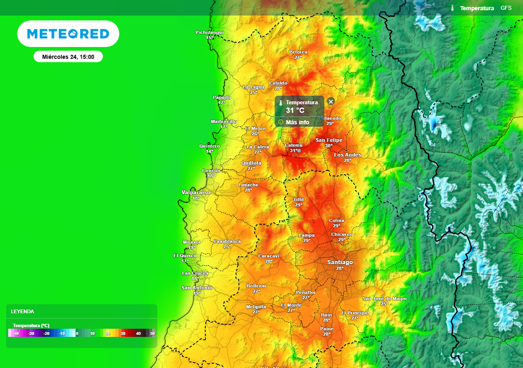 Miércoles 24 de septiembre con altas temperaturas en la Región de Valparaíso, Meteored, Chile