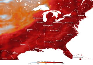 Una irrupción de muy altas temperaturas en el Este de los EE.UU. continentales generada por un domo de calor