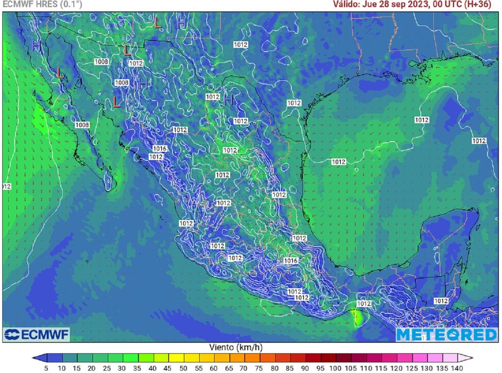 Modelo ECMWF - Viento en km/h
