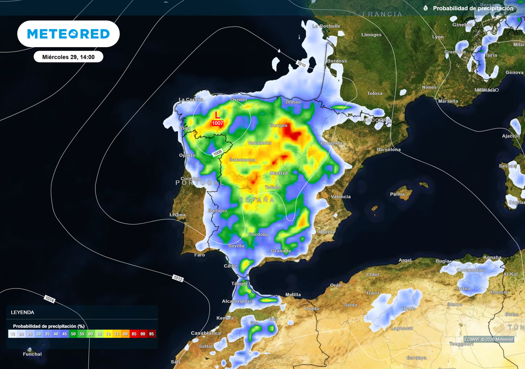 Las precipitaciones serán frecuentes, aunque muy irregulares.