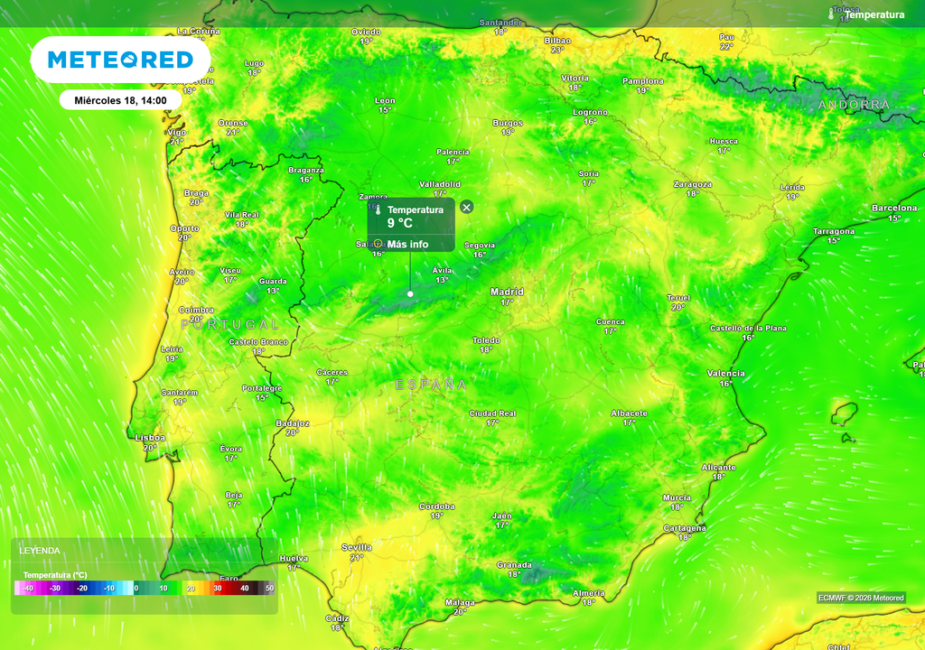 Las temperaturas máximas serán inferiores en la jornada de mañana.