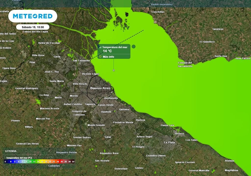 Temperatura río La temperatura en la superficie del Río de la Plata será fresca: el calorcito invita al chapuzón, pero los 14 °C del río harán que se piense dos veces.