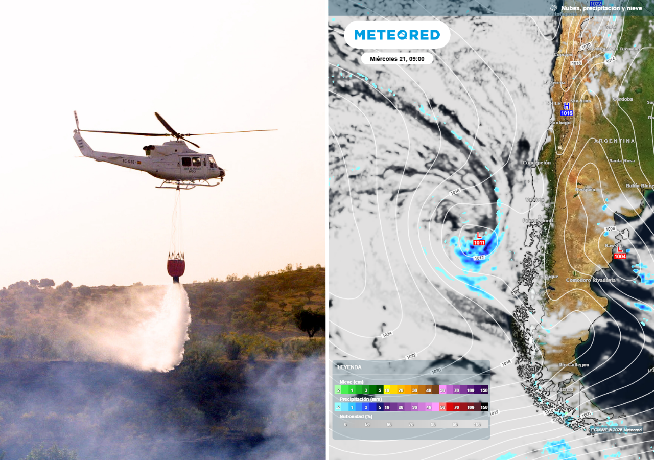 Llega un sistema frontal al sur de Chile que ayudará a combatir los extensos incendios forestales en el centro sur de Chile.