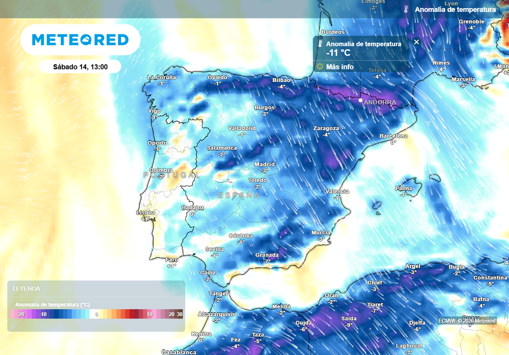 Las temperaturas se situarán por debajo de la media de la época en amplias zonas del país este próximo sábado.