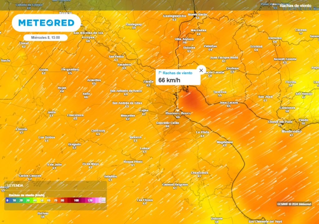 humedad Buenos Aires viento Pampero ráfagas alerta frío invierno lluvia