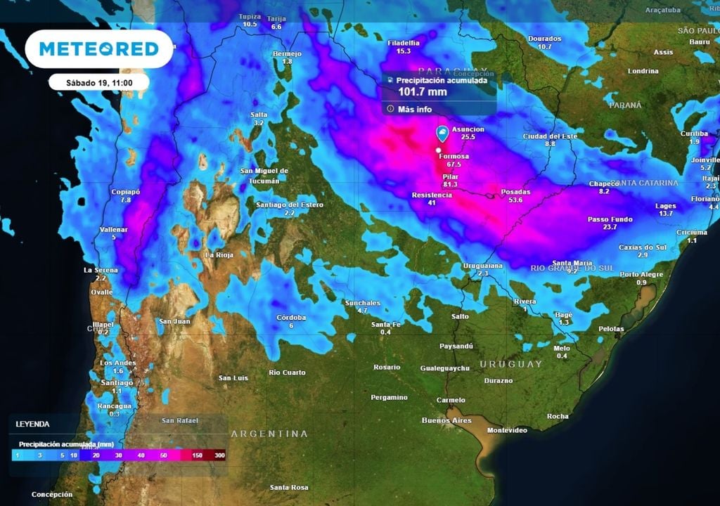 tormentas El norte del país volverá a registrar tormentas intensas con acumulados superiores a los 100 mm