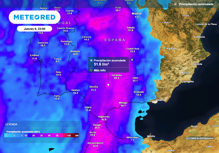 Cambio radical de tiempo en Andaluc&iacute;a: en las pr&oacute;ximas 48 horas caer&aacute;n hasta 50 l/m2 en estas provincias
