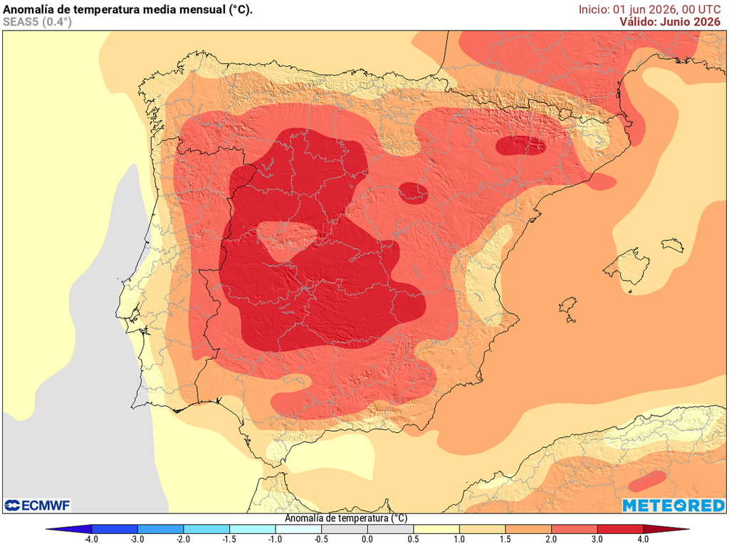 El modelo europeo anticipa que el mes de junio podría ser bastante más cálido de lo habitual, sobre todo en el interior peninsular.