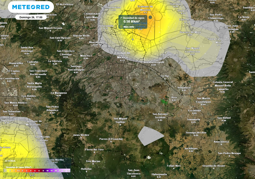 rayos El fuerte calentamiento diurno podría activar el desarollo de tormentas dispersas en la ciudad.