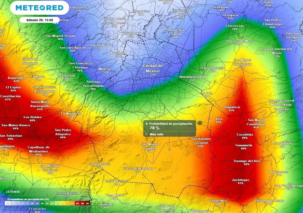 Alta probabilidad de lluvia en la zona montañosa del sur y poniente de la Ciudad de México.