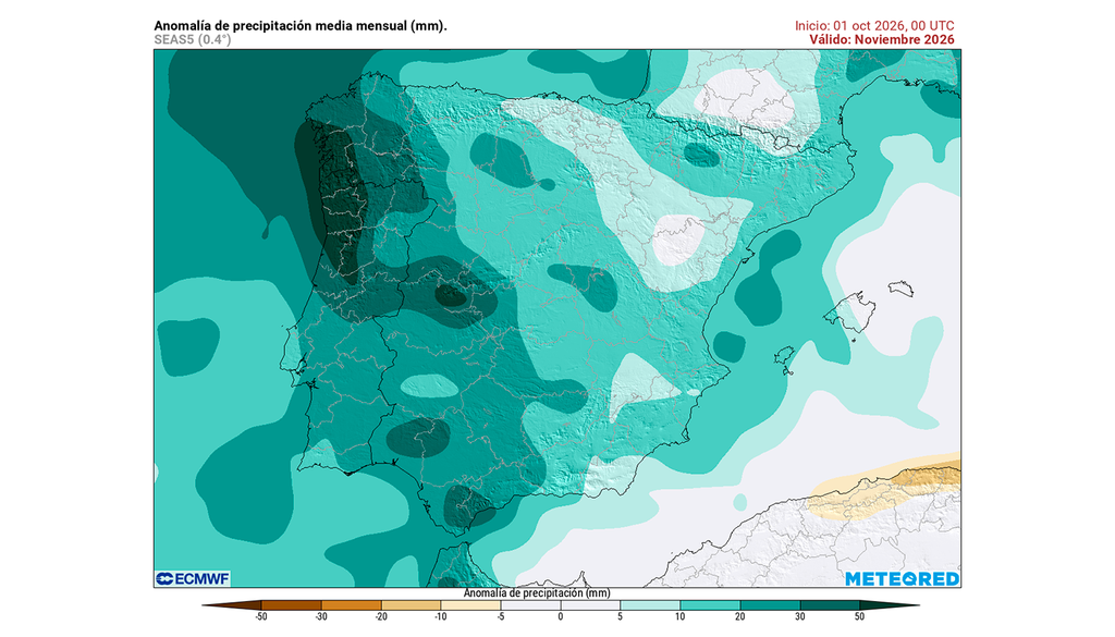 El modelo europeo apuesta por una alternancia de situaciones atlánticas y mediterráneas en noviembre, aunque en las últimas actualizaciones no hay un patrón especialmente predominante.