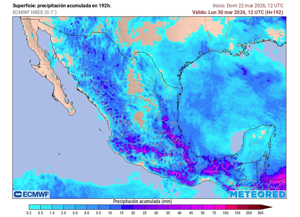 Pronóstico de lluvias acumuladas en milímetros Lluvias se concentrarán en estados del centro y oriente, pero a finales de semana podrían extenderse en gran parte del país superando 20-50 mm con granizadas.