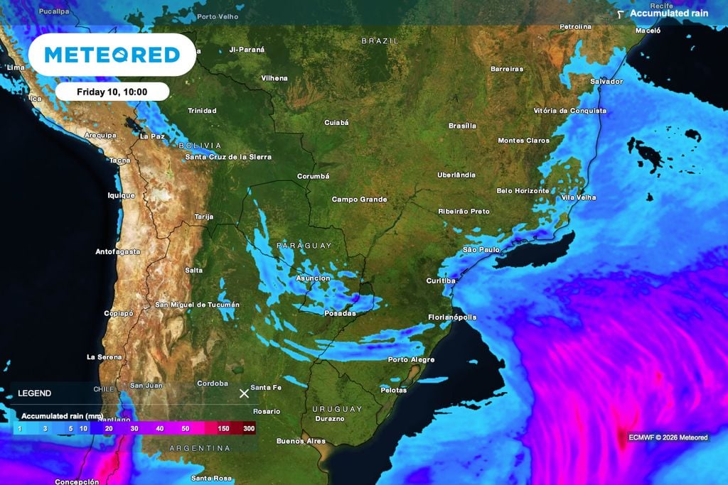 cana, centro sul, canavieira Até sexta-feira, a chuva ainda fica limitada no cinturão canavieiro, mantendo tempo mais seco em São Paulo, Minas Gerais, Goiás e Mato Grosso do Sul antes da frente fria avançar no fim de semana.