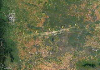 Canadá: el granizo gigante deja una cicatriz de 200 kilómetros de extensión que se puede observar desde el espacio