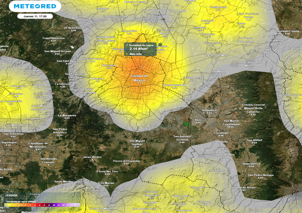 rayo En áreas de fuertes tormentas habrá abundantes descargas eléctricas, toma precaución.