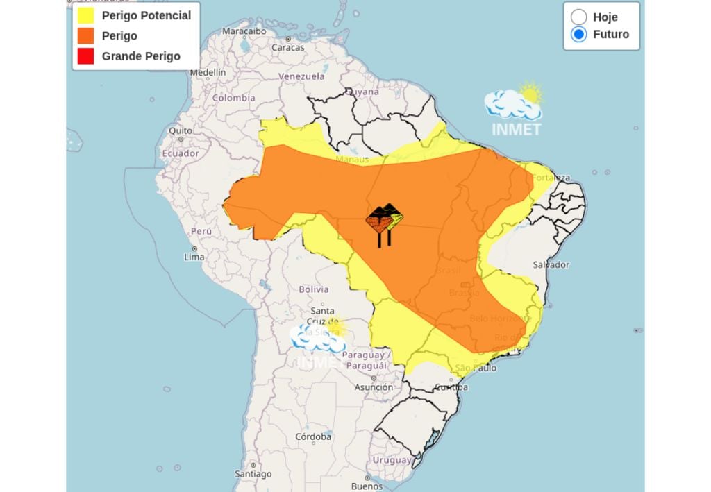 Mapa de alertas do Instituto Nacional de Meteorologia (INMET) para esta sexta-feira (20).
