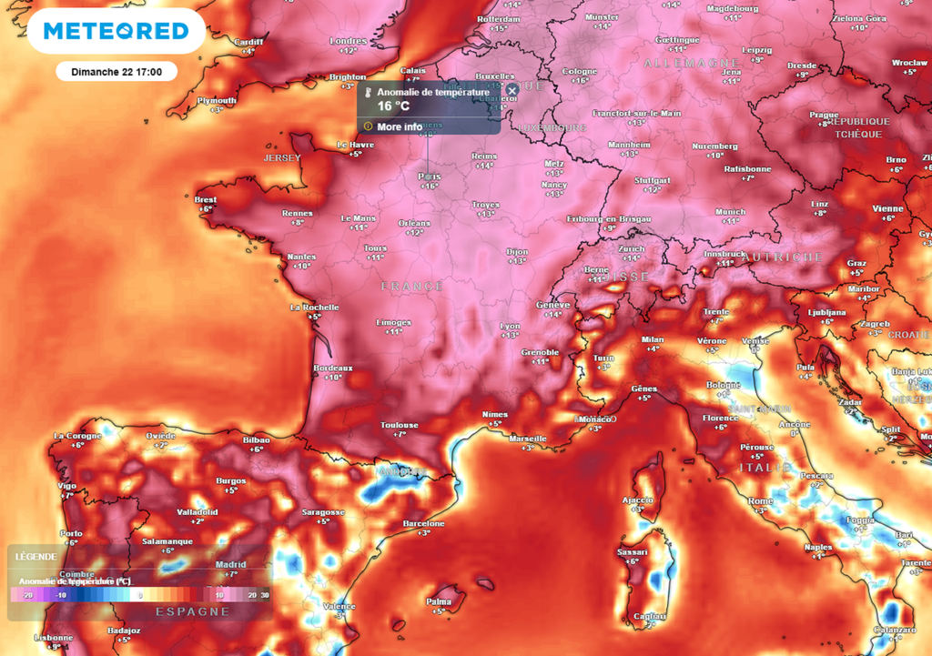 Ce week-end et en début de semaine prochaine, les maximales seront parfois situées 15°C au-dessus des normales de saison.