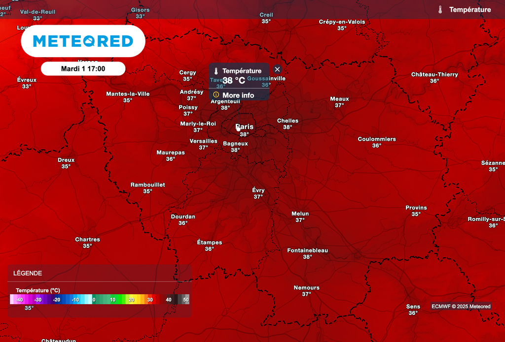 39/40 degrés cet après-midi en région parisienne.
