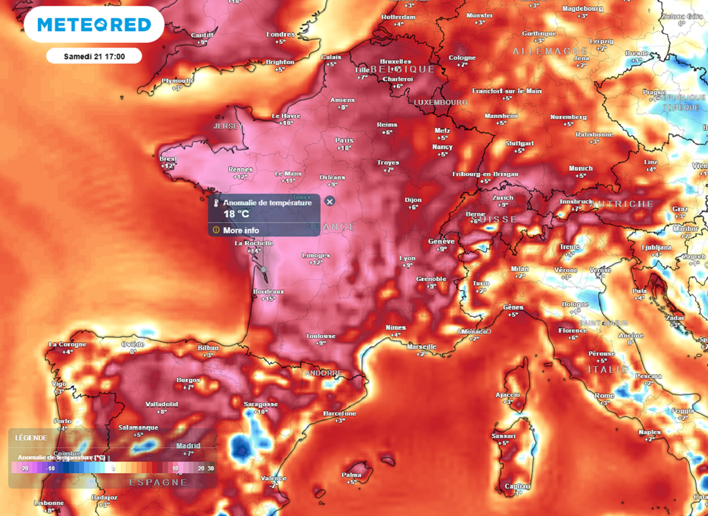 Au cours du week-end, les températures seront situées à plus de 15°C au-dessus des normales de saison localement. Au cours du week-end, les températures seront situées à plus de 15°C au-dessus des normales de saison localement.