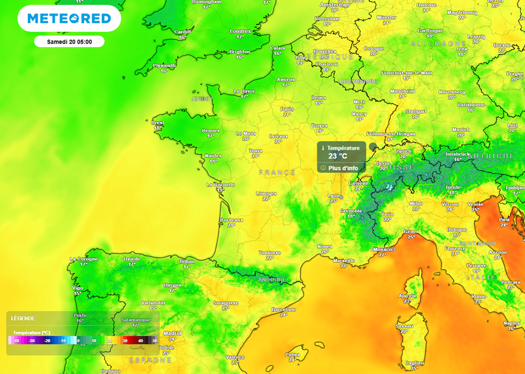 Les nuits seront tropicales dans le centre et l'est du pays avec souvent pas moins de 20 à 23°C au réveil. Les nuits seront tropicales dans le centre et l'est du pays avec souvent pas moins de 20 à 23°C au réveil.