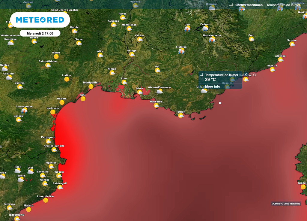 Température de l'eau mercredi