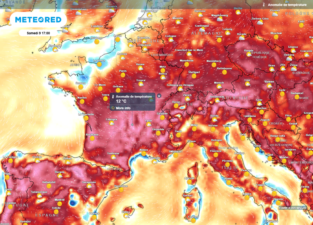 Anomalie de températures samedi après-midi