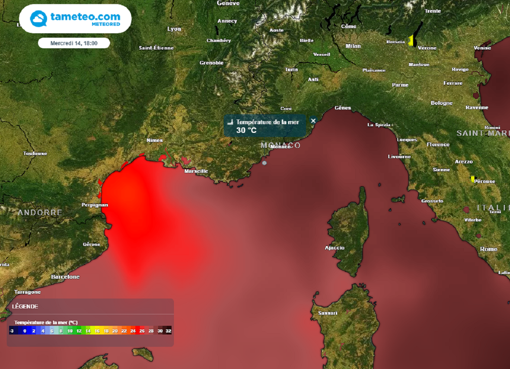 Les températures de l'eau atteignent des niveaux exceptionnels en Méditerranée.