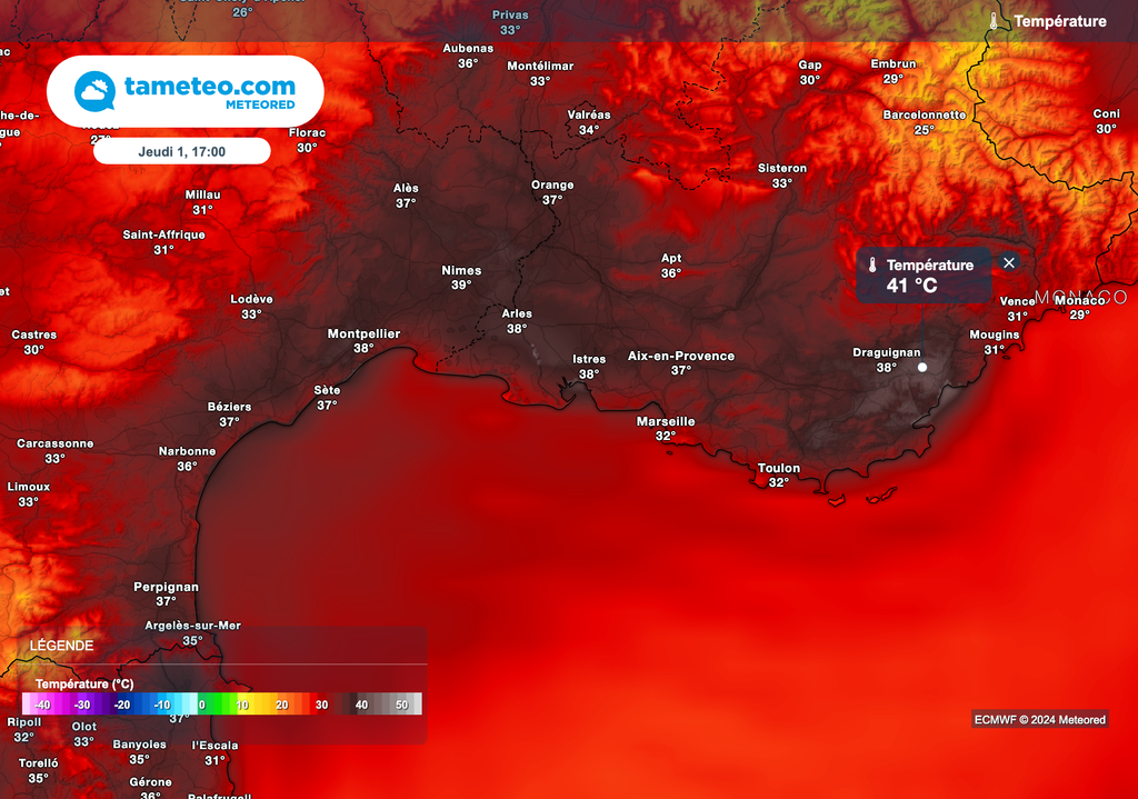 Plus de 40 degrés demain après-midi dans le sud-est de la France ?