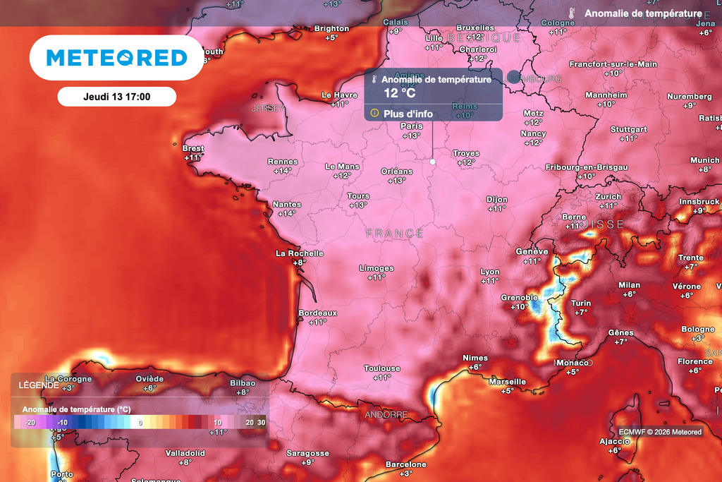 Températures plus de 10 degrés supérieures aux normales de saison ! Températures plus de 10 degrés supérieures aux normales de saison jeudi après-midi !