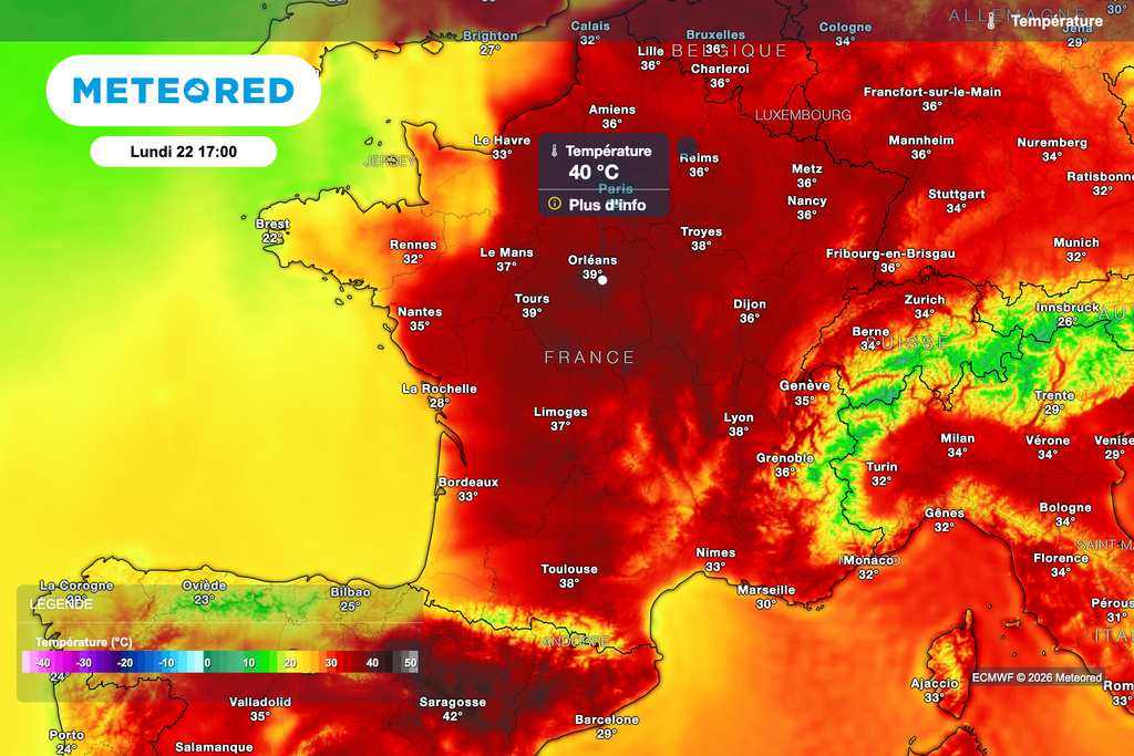 Près de 40 degrés sur le nord du pays en début de semaine prochaine ! Près de 40 degrés sur le nord du pays en début de semaine prochaine !
