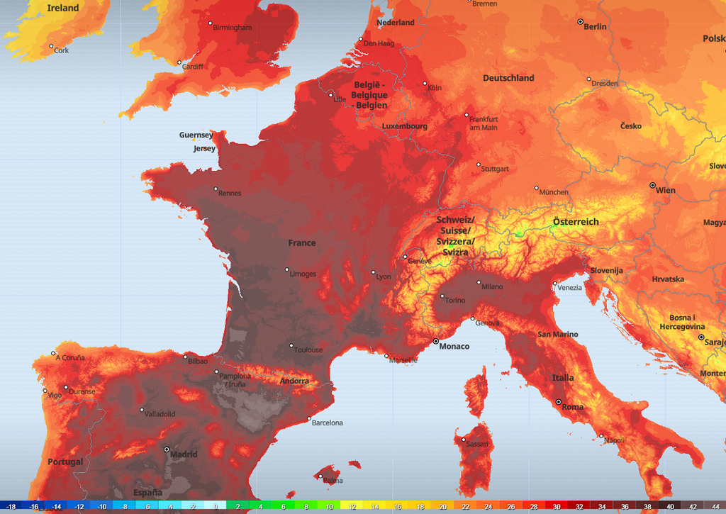 Les températures dépasseront ponctuellement les 40°C vendredi dans l'ouest et dans les régions méditerranéennes.