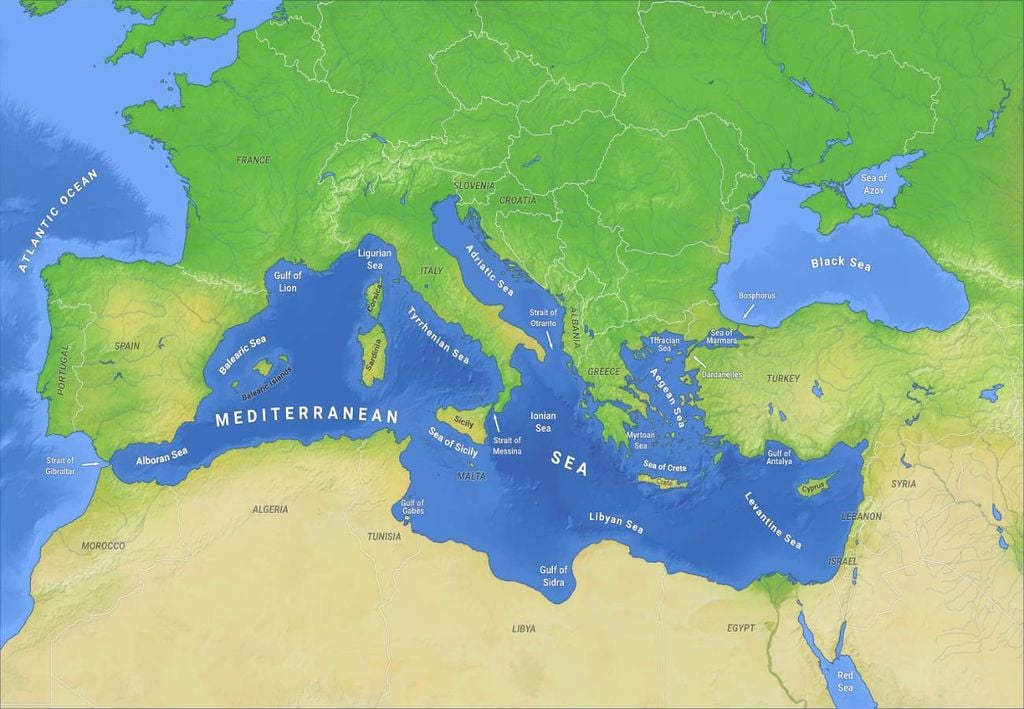 map of the mediterranean sea