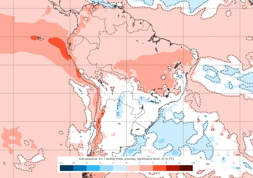 Previsão de anomalias de temperatura entre os dias 1 e 8 de Junho (modelo ECMWF). Previsão de anomalias de temperatura entre os dias 1 e 8 de Junho (modelo ECMWF).