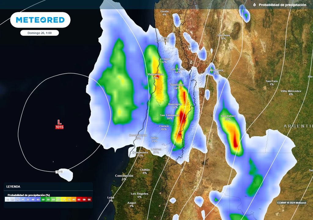 probabilidad horaria de precipitaciones según el modelo del ECMWF probabilidad horaria de precipitaciones según el modelo del ECMWF
