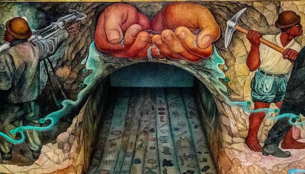 Este mural se mantuvo bajo el agua durante un periodo de 40 años. Imagen Gobierno de México - Conagua.