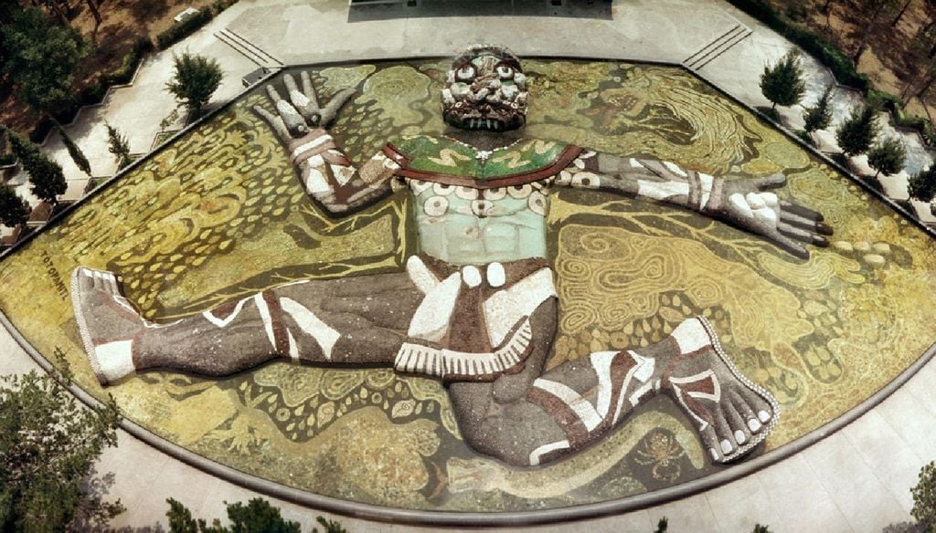 Visible desde un avión, la obra fusiona urbanismo y arte. Imagen Gobierno de México - Conagua.