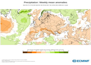 Cartes des pr&eacute;cipitations pour la France : le mod&egrave;le m&eacute;t&eacute;o europ&eacute;en pr&eacute;voit des changements pour le mois de mars !