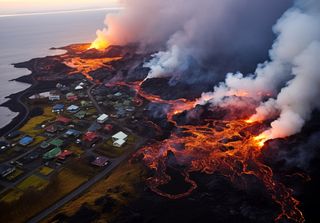 Casas em Grindavík, na Islândia, foram consumidas por lava durante uma segunda erupção vulcânica