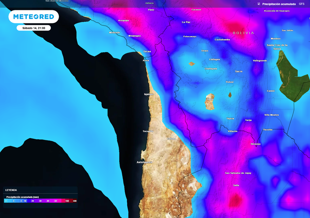 La proyección de los modelos meteorológicos apuntan no sólo a lluvias en sectores interiores. La costa de la Región de Arica y Parinacota podría ser sorprendida por las lluvias de verano en los próximos días.