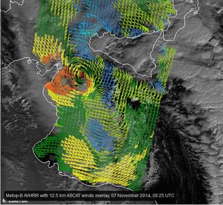 Caso de estudio de Eumetsat del medicán del 7-8 de noviembre de 2014